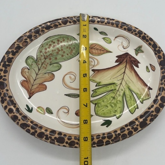 Packer Creek Pottery Jan Pugh Leaf Swirls Polka Dot Oval Plate Platter Whimsical - Picture 6 of 7
